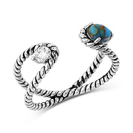 Stars and Sky Crystal Turquoise Open Ring
