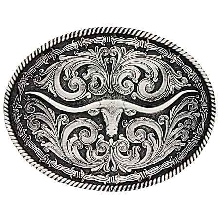 Rope and Barbed Wire Longhorn Classic Impressions Attitude Buckle