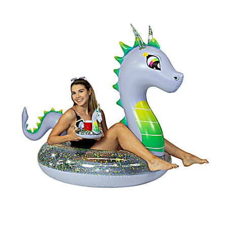 48 in Jumbo Glitter Dragon Party Animal Pack w/Matching Drink Float