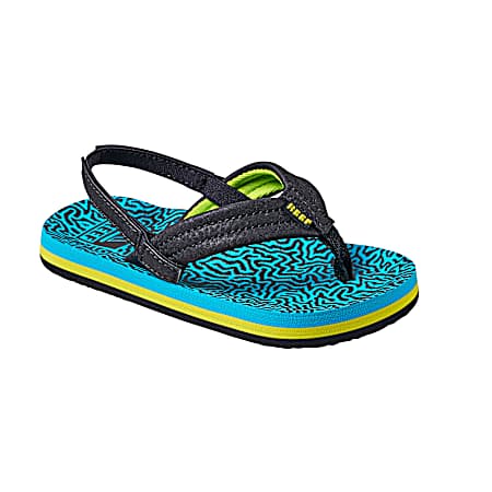 Toddler's Blue Coral Little Ahi Flip Flops