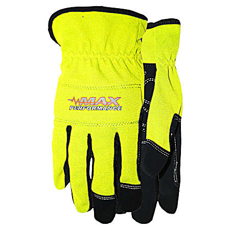 Men's Yellow Hi-Vis Padded Palm Synthetic Gloves