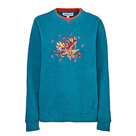 Women's Autumn Flowers Embroidered Sweatshirt