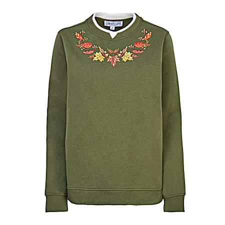 Women's Autumn Leaves Embroidered Sweatshirt