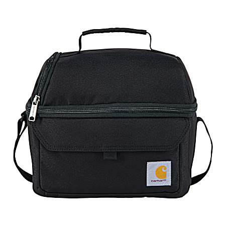 Black Insulated 12 Can Two Compartment Lunch Cooler