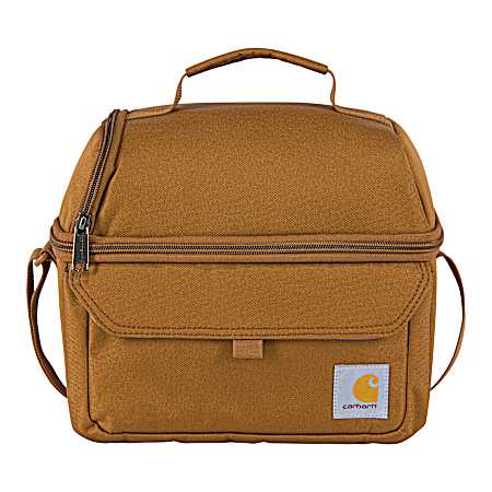 Brown Insulated 12 Can Two Compartment Lunch Cooler