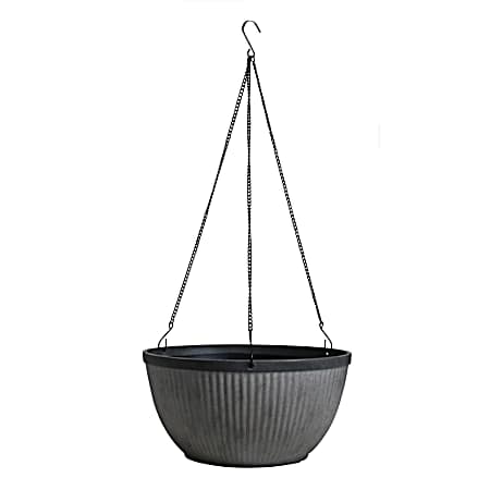 12 in Westlake Pleated Hanging Basket - Zinc Finish