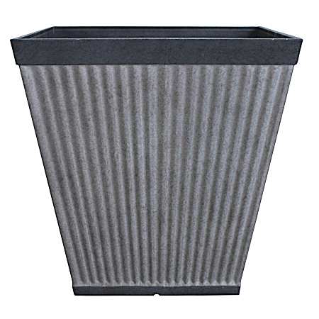 16 in Westlake Square Pleated Planter - Zinc Finish