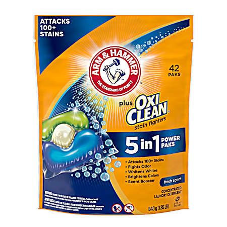 Plus OxiClean HE 5-in-1 Laundry Detergent Power Paks - 42 Ct
