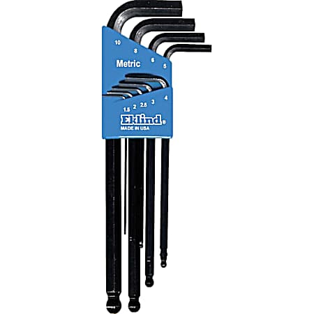 9 pc Metric Ball-End Hex L Key Set - Long Arm