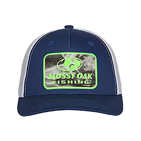 Men's Royal Blue/White Fishing Patch Logo Trucker Cap