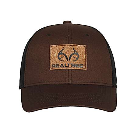 Men's Brown/Black Antlers Cork Patch Meshback Cap