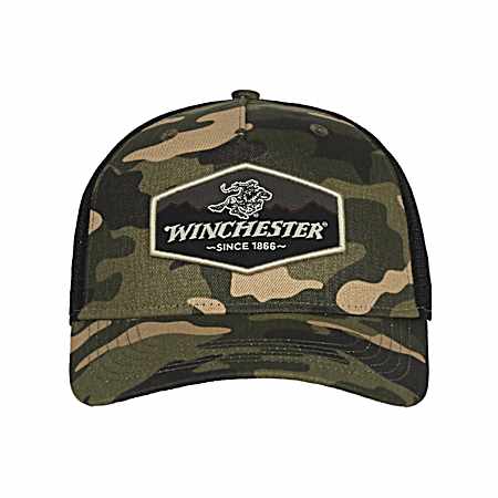 Men's Generic Camo/Black Label Logo Mesh Back Cap