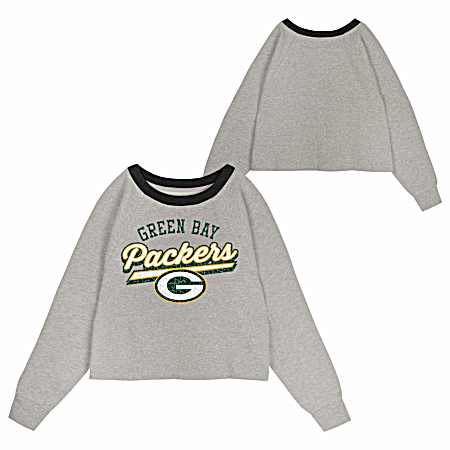 Girls' Heather Gray Green Bay Packers Fleece Pullover