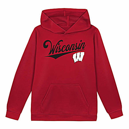 Boys' Red Wisconsin Badgers Fleece Pullover Hoodie