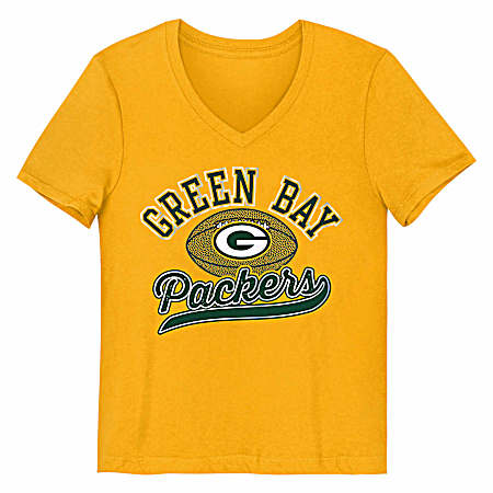 Kids' Green Bay Packers Gold Metallic Short Sleeve Shirt