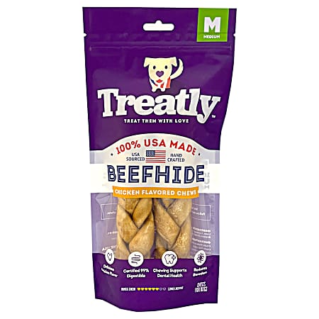 Beefhide Braid Chicken Flavored Chews 2 Pk