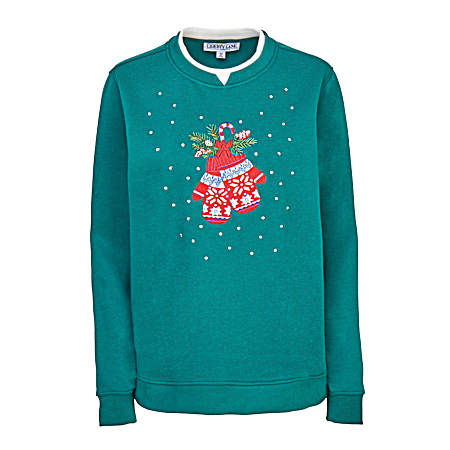 Women's Winter Mittens Embroidered Sweatshirt
