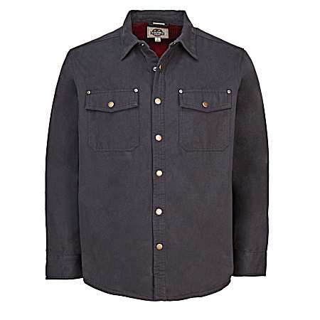 Men's Printed Fleece Lined Canvas Button Front Shirt Jacket
