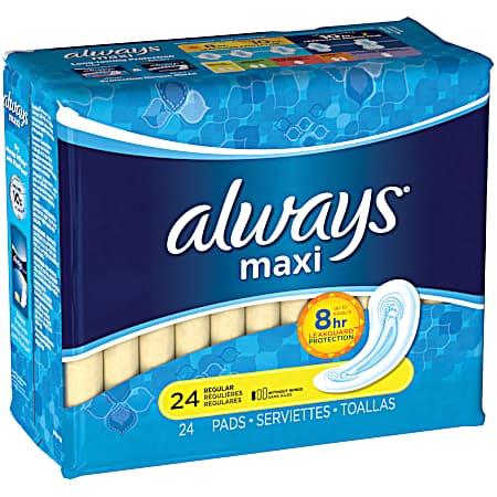 Maxi Regular Feminine Pads Without Wings - 24 ct