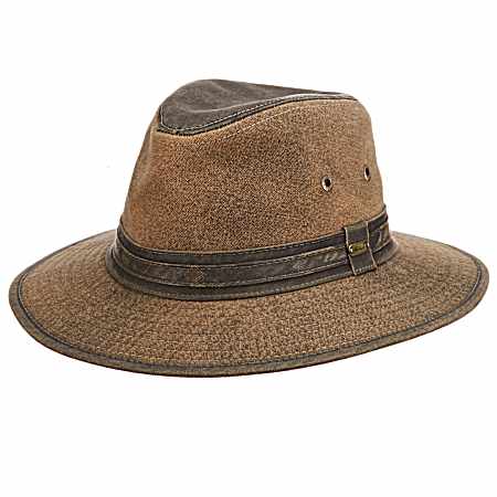Men's Brown Cotton Safari-Long Trail Hat
