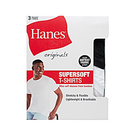 Men's Black Supersoft Crew T-Shirts - 3 Pk