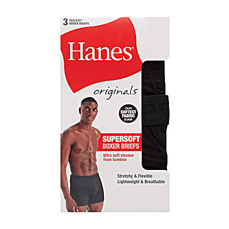 Men's Black SuperSoft Boxer Briefs - 3 Pk