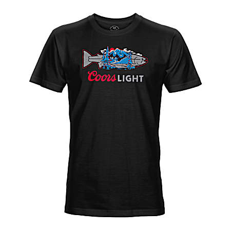 Men's Black Coors Light Blue Mountains Short Sleeve Shirt