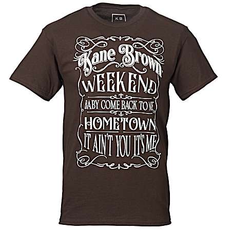 Men's Bark Chocolate Kane Brown Songs Short Sleeve Shirt