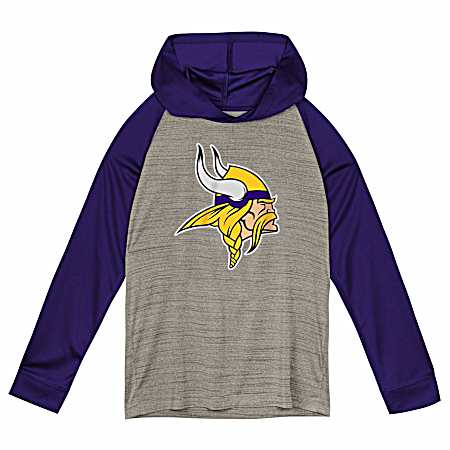 Kids' Minnesota Vikings Heather Gray Hooded Long Sleeve Shirt