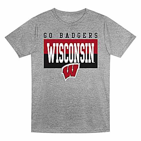 Kids' Wisconsin Badgers Heather Gray Short Sleeve Shirt