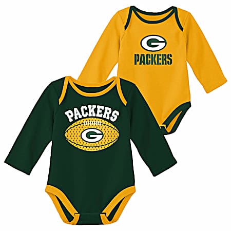 Infant Green Bay packers Long Sleeve Bodysuit Set - 2 Pk