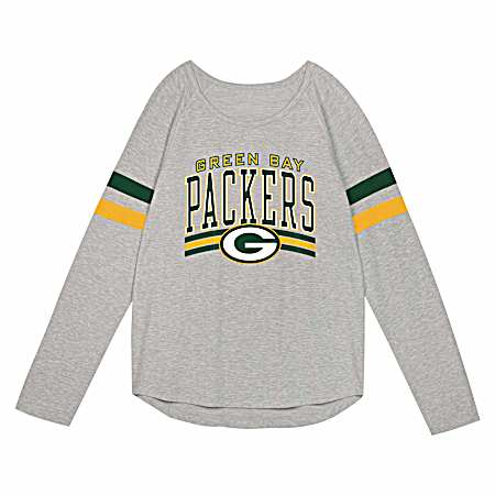 Kids' Green Bay Packers Heather Gray Contrast Long Sleeve Shirt