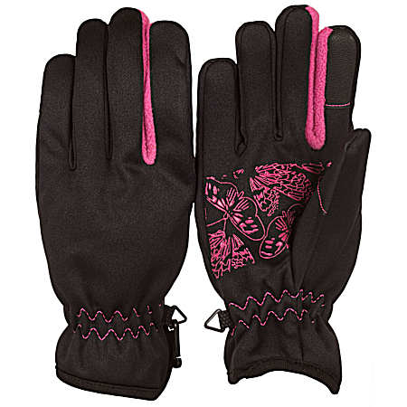 Youth Black/Pink Active Polyester Gloves