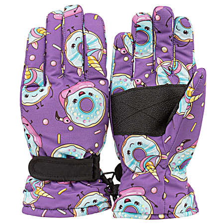 Girls' Purple Donuts Ski Gloves