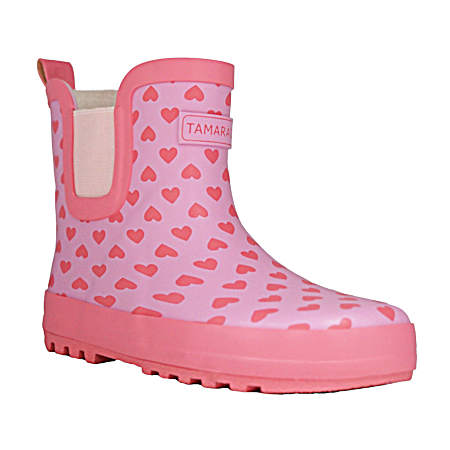 Girls' Pink Multi Heart Short Rain Boots