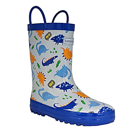Boys' Blue Multi Dinosaur Rain Boots
