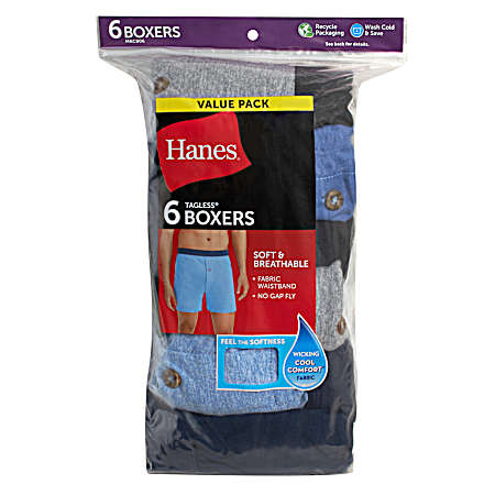 Men's Assorted ComfortSoft Knit Boxers - 6 Pk
