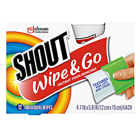 Wipe & Go Instant Stain Remover Wipes - 12 ct