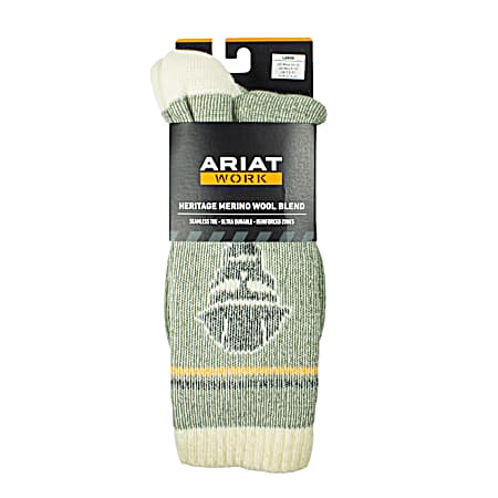 Men's Green Roughneck Merino Blend Work Socks