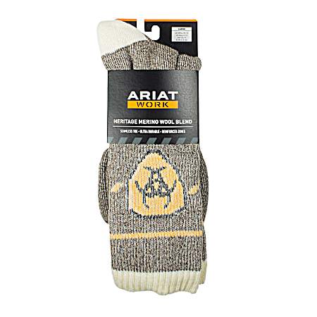 Men's Brown Merino Wool Blend Work Socks