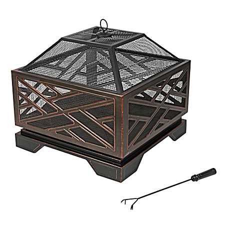 26 in Rubbed Bronze Square Fire Pit
