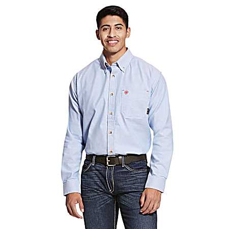 Men's Blue Flame Resistant DuraStretch Work Shirt