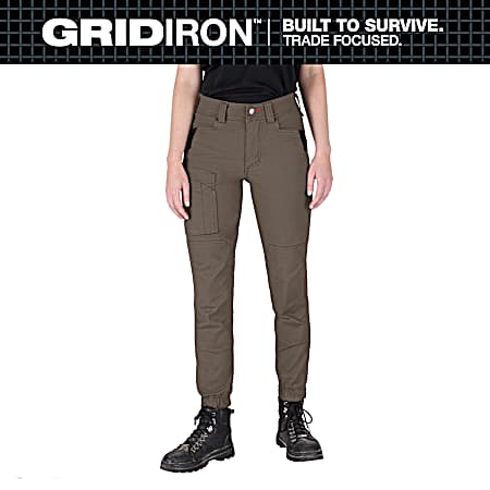 Women's Brown GridIron Double Knee Jogger Pants