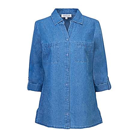 Women's 3/4 Sleeve Button Front Shirt