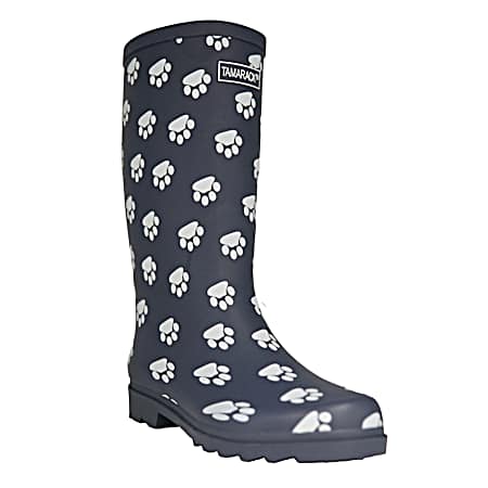 Women's Blue Paw Rubber Boots