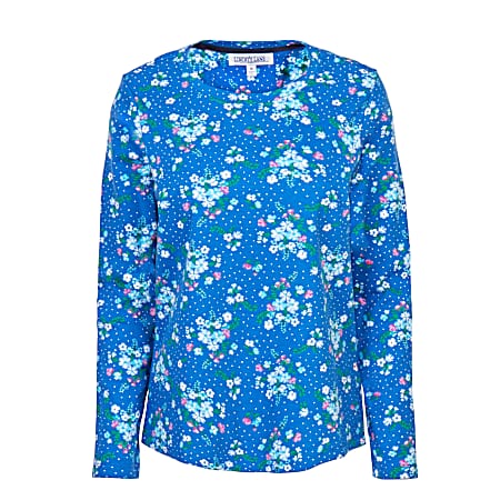 Women's Nautical Blue Dot Ditsy Long Sleeve Shirt