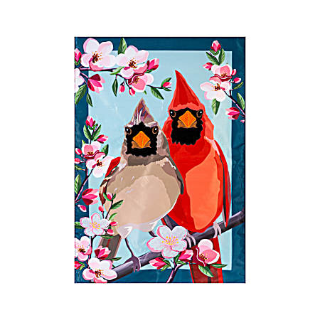 Cardinal Couple Applique House Flag