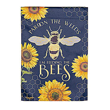 Pardon the Weeds Bee Suede Garden Flag