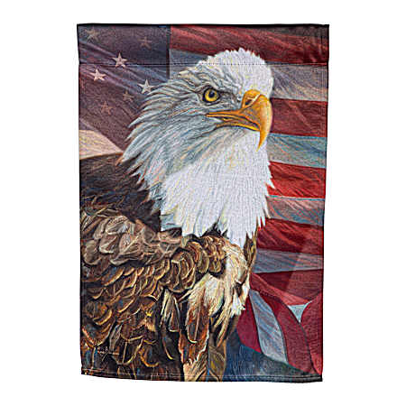 Portrait of An Eagle with American Flag Suede Garden Flag