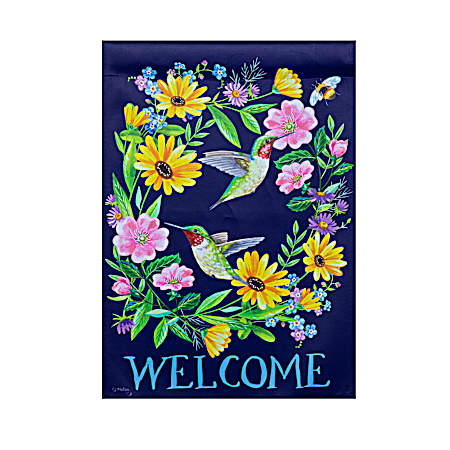 Hummingbird Circle Suede Garden Flag
